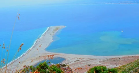 Lagoon Tindari - beautiful view panoramic of the lakes of Marinello Video stock 249388969