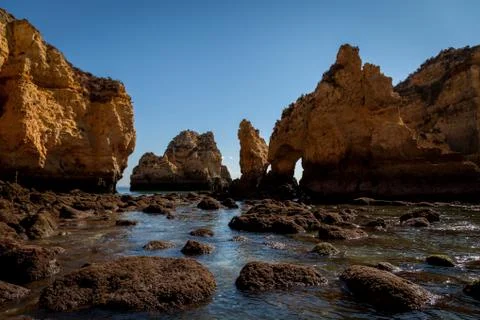 Lagos cliffs and caves Stock Photos