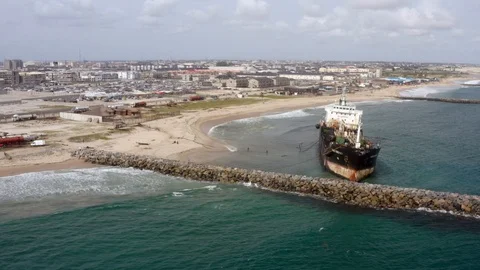 Lagos Shipwreck 002 Stock Footage 121149114