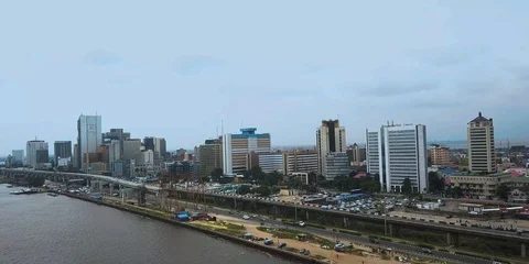 Lagos Skyline from the Marina Stock Footage