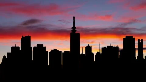 Lagos Skyline at Twilight, Time lapse with Colorful Clouds Stock Footage 267685260
