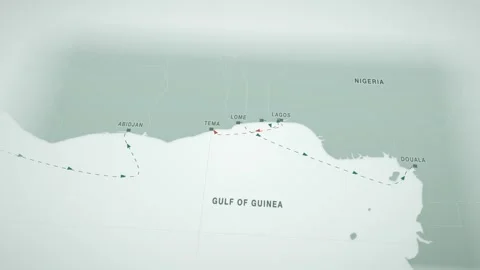 Lagos to tema container maritime trade route map seamless loop Video stock 345974164