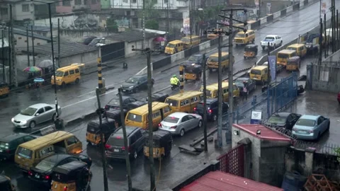 Lagos traffic on a rainy day Video stock 240286044