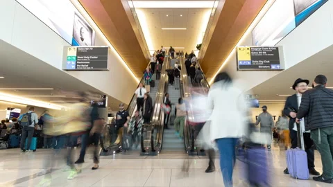LaGuardia Airport, LGA-Terminal-C-Escalator-Timelapse 4K Stock Footage 241607626