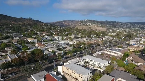 Laguna Beach Cloudy Day - Fly Back and Down Video stock 93219807