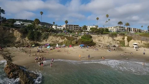 Laguna Beach Cloudy Day - Pull Back Video stock 93218827