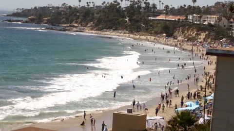 Laguna Beach Crowded Stock Footage 97361403