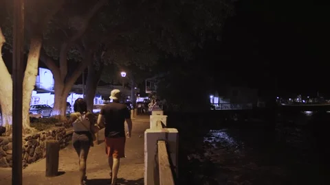 Lahaina Night side-walk Stock Footage 242393512