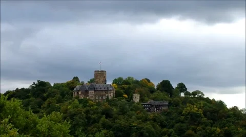 Lahnstein, castle Lahneck in timelapse Stock Footage 60867992