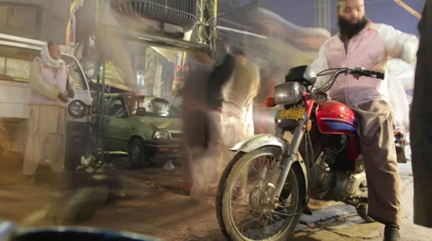 Lahore Walled-City Market Street TimeLapse 1 Stock Footage