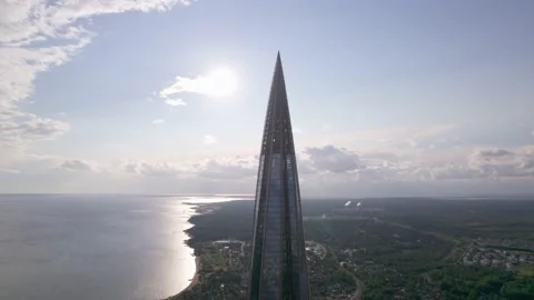 Lahta Center summer day drone Stock Footage 169235953