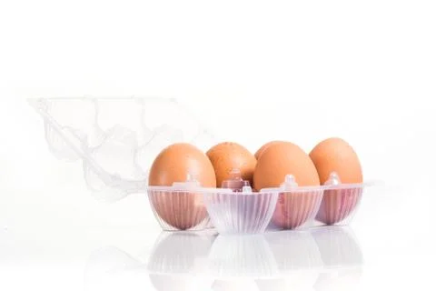 Laid eggs on white background Stock Photos