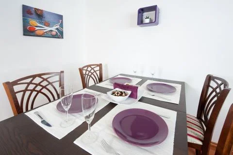 Laid table Stock Photos