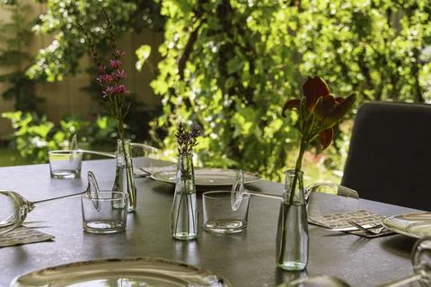 Laid Table Ready For The BBQ Stock Photos