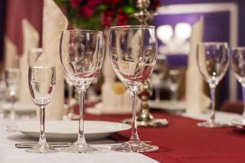 Laid table in restaurant Foto stock