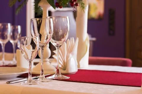 Laid table in restaurant Foto stock