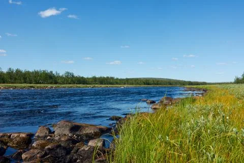 Lainio river in Sweden Stock Photos