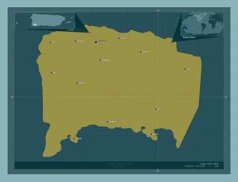Lajas, Puerto Rico. Solid. Labelled points of cities Stockillustratie