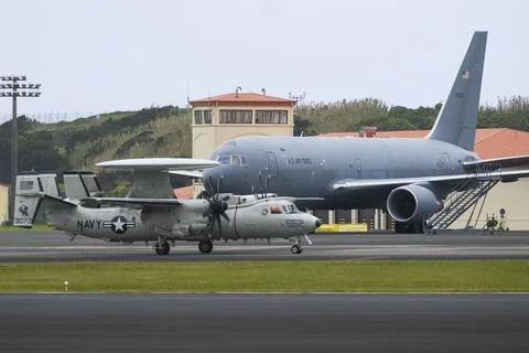 Lajes Air Base see largest deployment of US aircraft amid Middle East operations Stock Photos