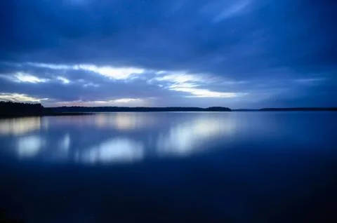 Lake after the sunset Stock Photos