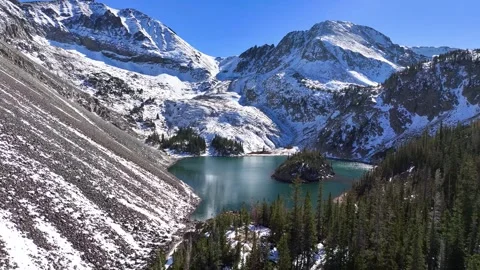 Lake Agnes 01 | Never Summer Mountains | Colorado | State Forest Park | 4k Drone Stock Footage 259859404