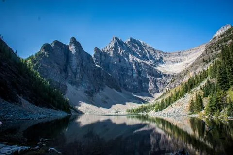 Lake Agnes in Banff National Park Canada Stock Photos
