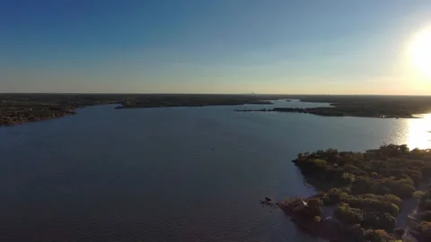Lake with Airplane Video stock 220530956
