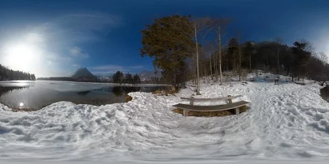 Lake Almsee in austria in winter Stock Footage 94332099