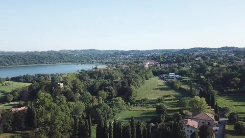 Lake among trees in Italy Stock Footage