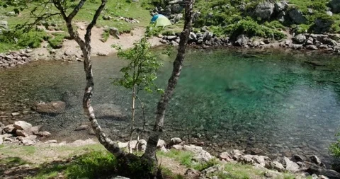 Lake and alpine meadows Video stock 136560327