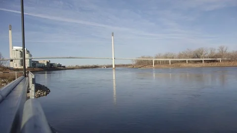 A lake and a bridge 스톡 동영상 84075626