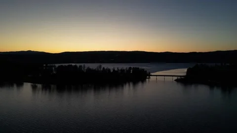 Lake and bridge of the sunset Stock Footage 306846720