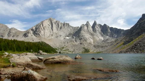 Lake and cliffs sunset Vídeos de archivo 66947112