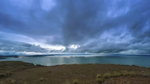 Lake and clouds at dusk Stock Footage 155232355