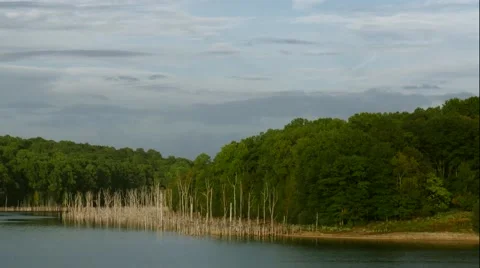 Lake and clouds over. Tracking shot. Stock Footage 55493117