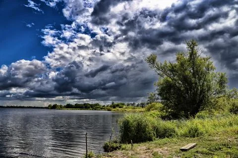 Lake and clouds Stock Photos