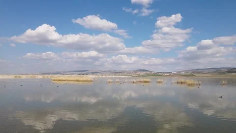 Lake And Cloudy Blue Sky Stock Footage 331927600
