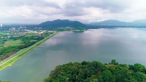 Lake and environment around from left to right drone shot Stock-Footage 160655518