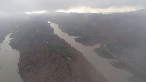 Lake and forest from clouds Stock Footage 122223126