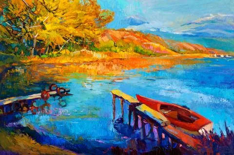 Lake and forest Stock Illustration