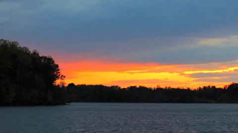 Lake and Forest at Sunset Stock Footage 36020059