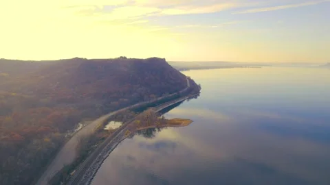 Lake And Highway Stock Footage 220576470