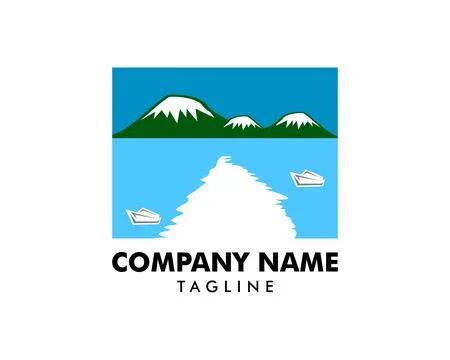 Lake and Mountain logo design inspiration Stock Illustration