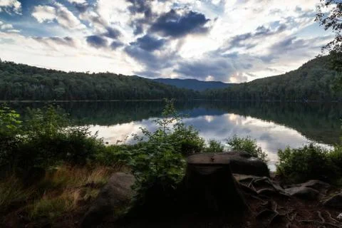 Lake and mountain range Stock Photos