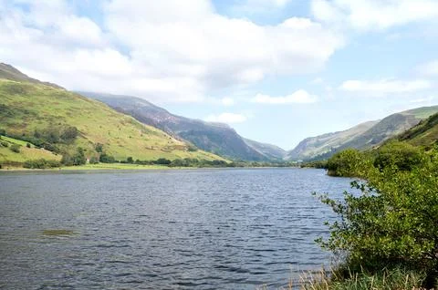 Lake and mountain valley view. Stock Photos