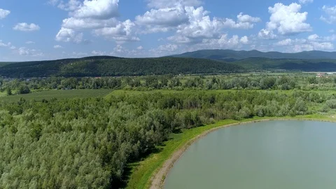 Lake and mountains Carpathians in spring in the countryside. Stock Footage 108282727