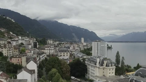 Lake and mountains from drone Stock Footage 160989959