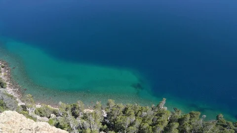 Lake and mountains from a high viewpoint Stock Footage 73214663