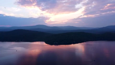 Lake and Mountains At Sunset Stock Footage 307115409