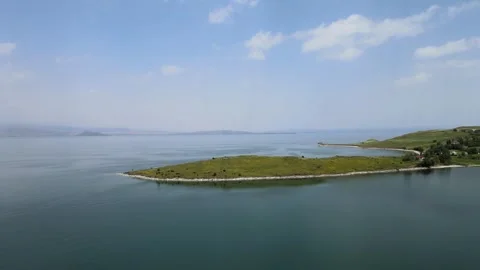 Lake and peninsula panoramic view Stock Footage 242420563